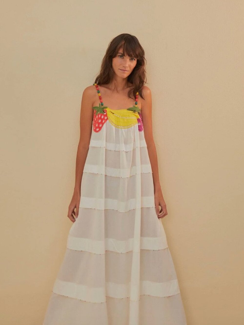 NWT FARM Rio Size Medium Off-White Fruits Richelieu Sleeveless Maxi Dress - Picture 1 of 8